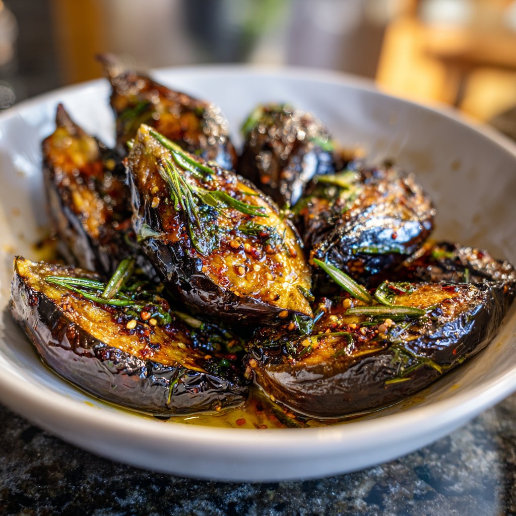 Ofengeröstete Auberginen mit mediterranen Kräutern