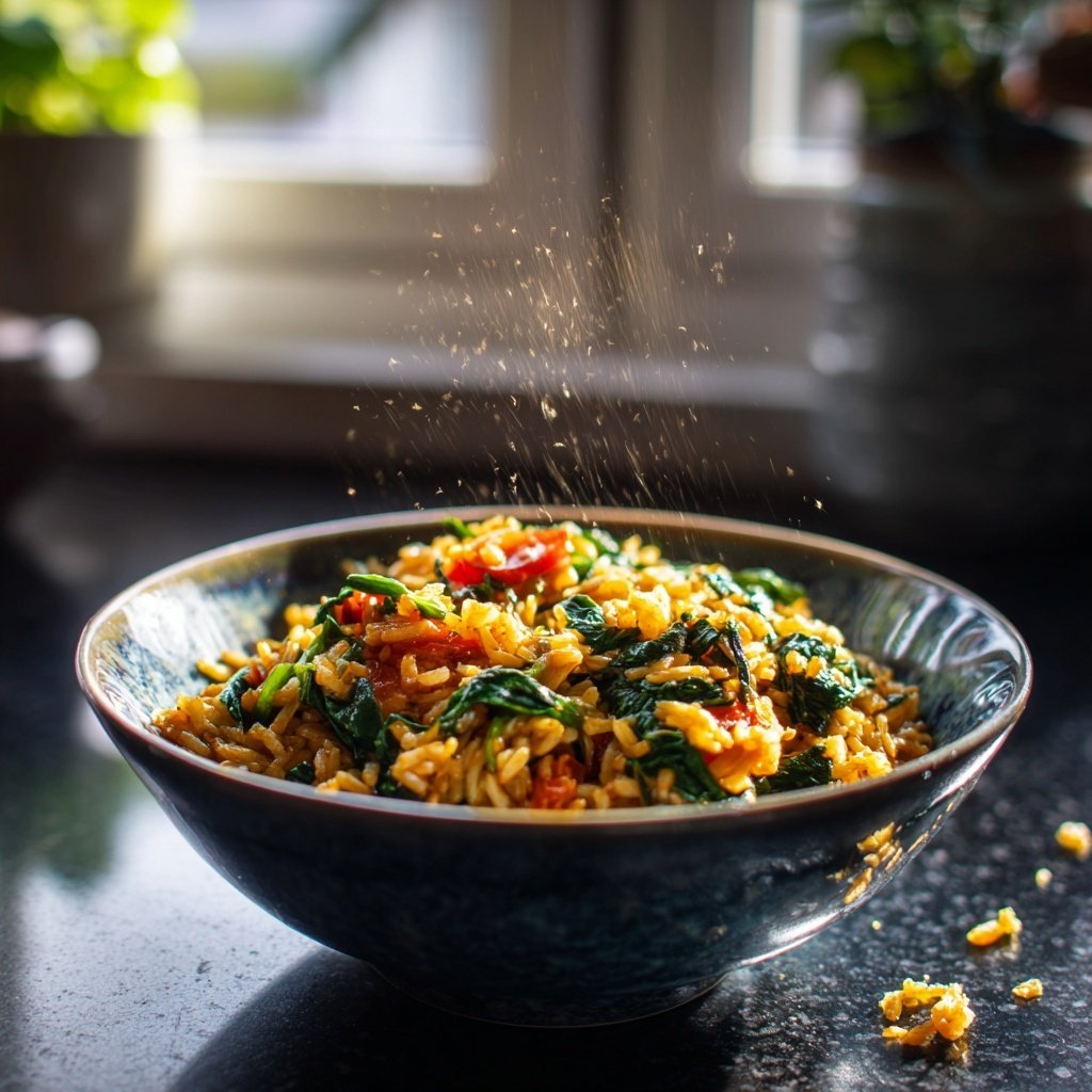 Kalorienarme Reispfanne Mit Spinat