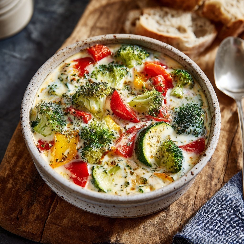 Abendessen mit Ofengemüse und Kräuterjoghurt