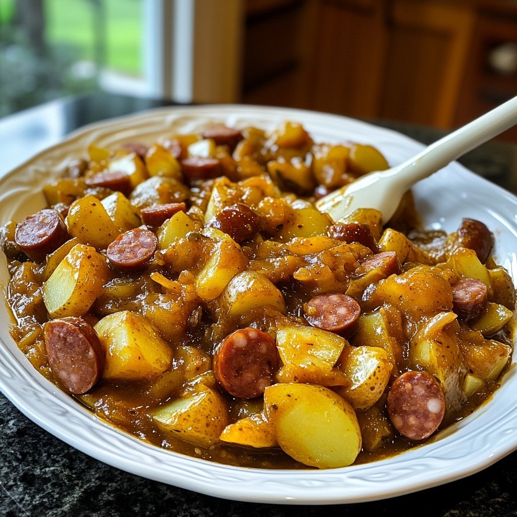 Kartoffelgulasch mit Würstchen