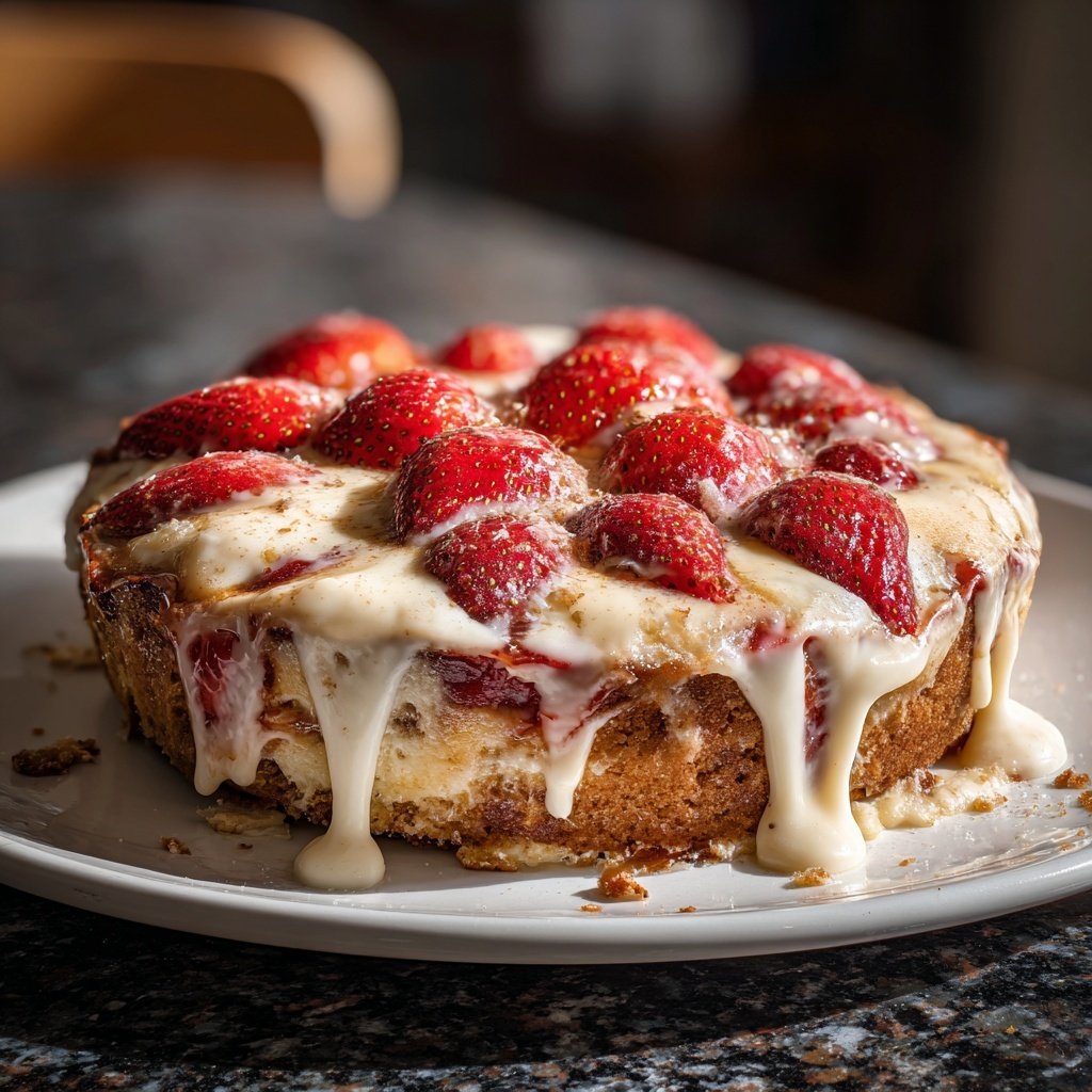 Erdbeer Kuchen Mit Cremigem Topping