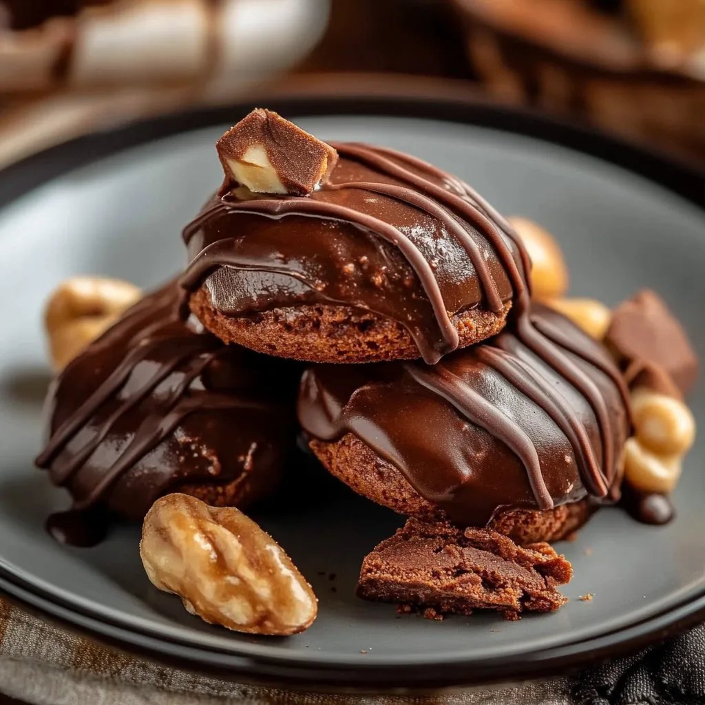 Schokoladen Spritzgebäck mit Konfitüre oder Schokocreme gefüllt