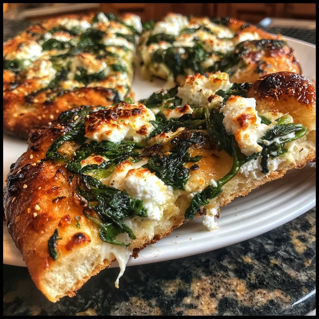 Pizza mit Spinat und Ricotta