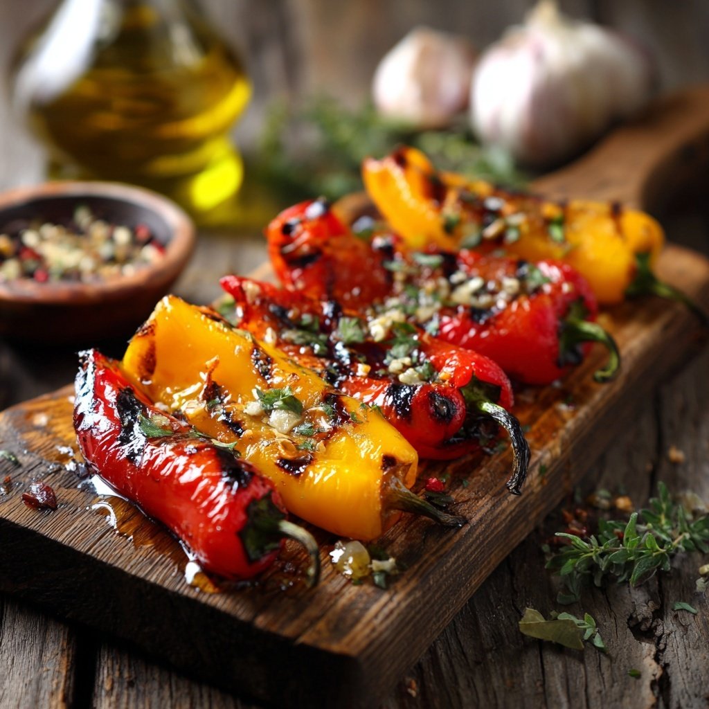 Gegrillte Paprika Mit Knoblauchöl
