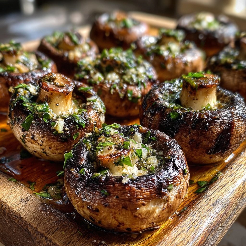 Gegrillte Champignons Mit Kräuter Füllung