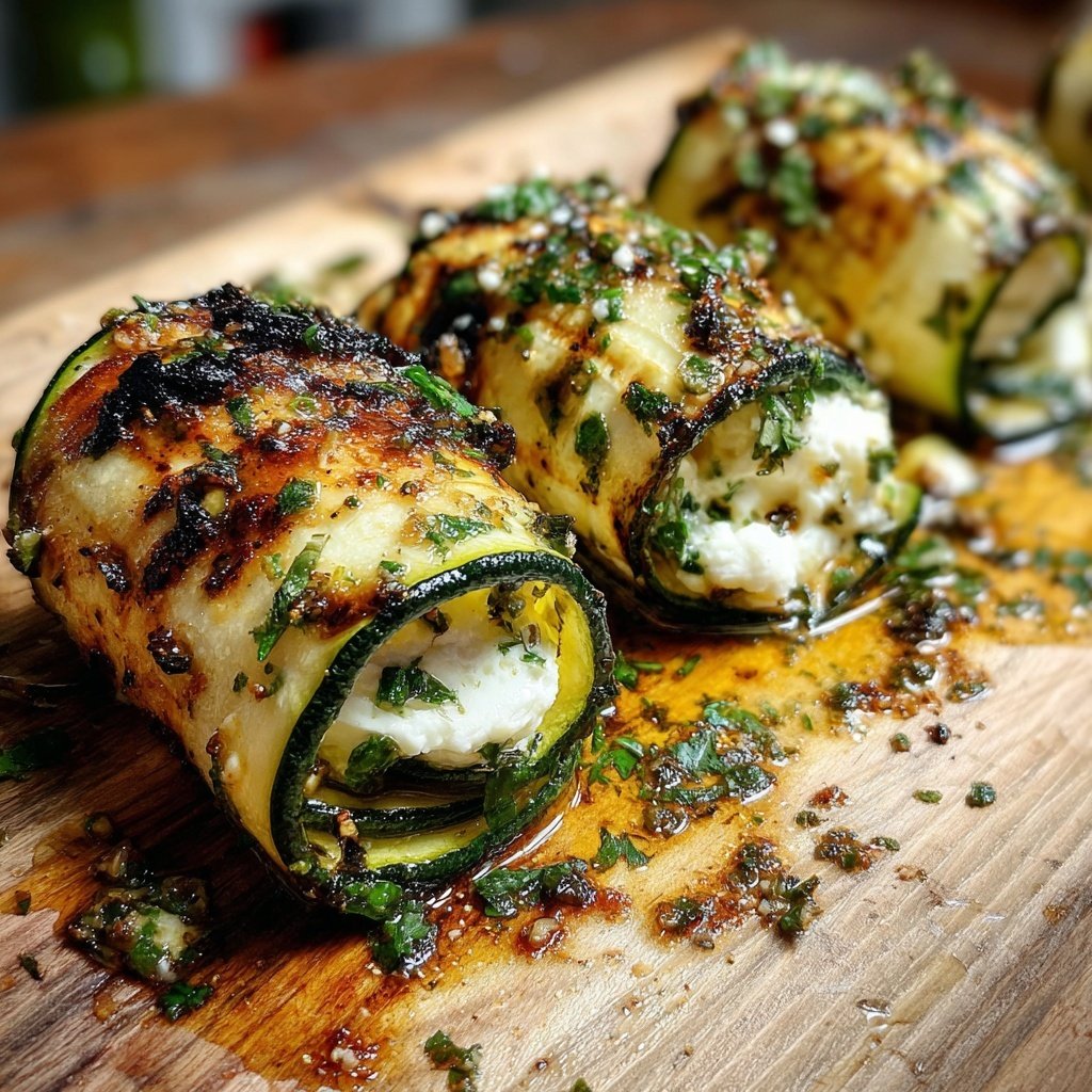Gegrillte Zucchini Röllchen Mit Frischkäse