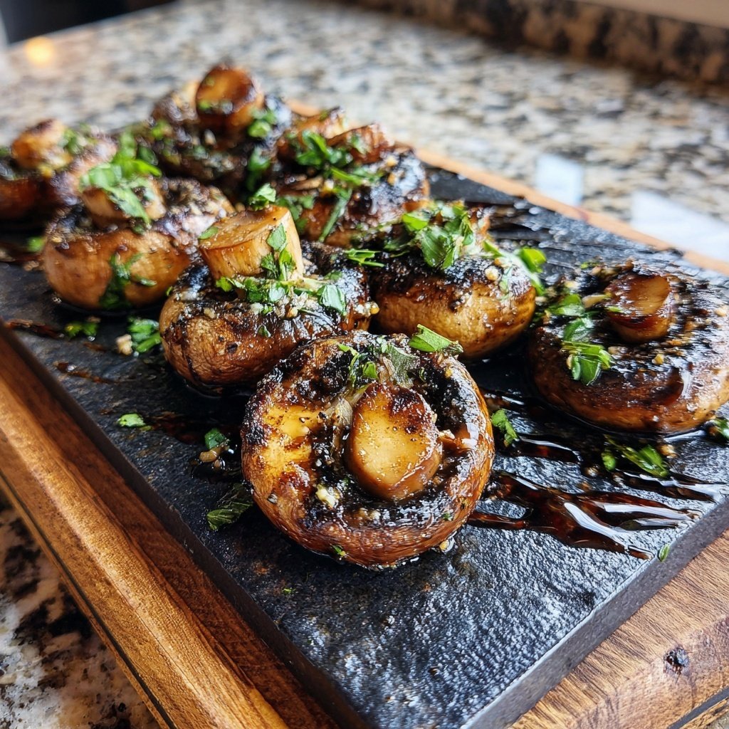 Gegrillte Pilze Kräuter Art