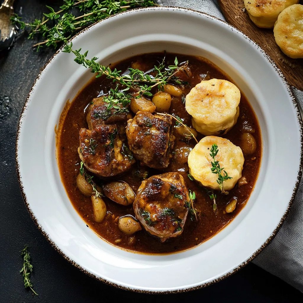 Butterzartes Rahmgulasch mit Serviettenknödel